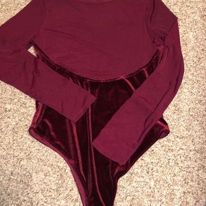 Velvet and sheer bodysuit